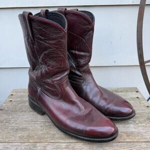 Dan Post Oxblood Maroon Red Leather Cowboy Western Ropers Boots 6586 9 1/2 D